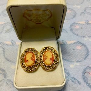 Cameo earrings and necklace set
